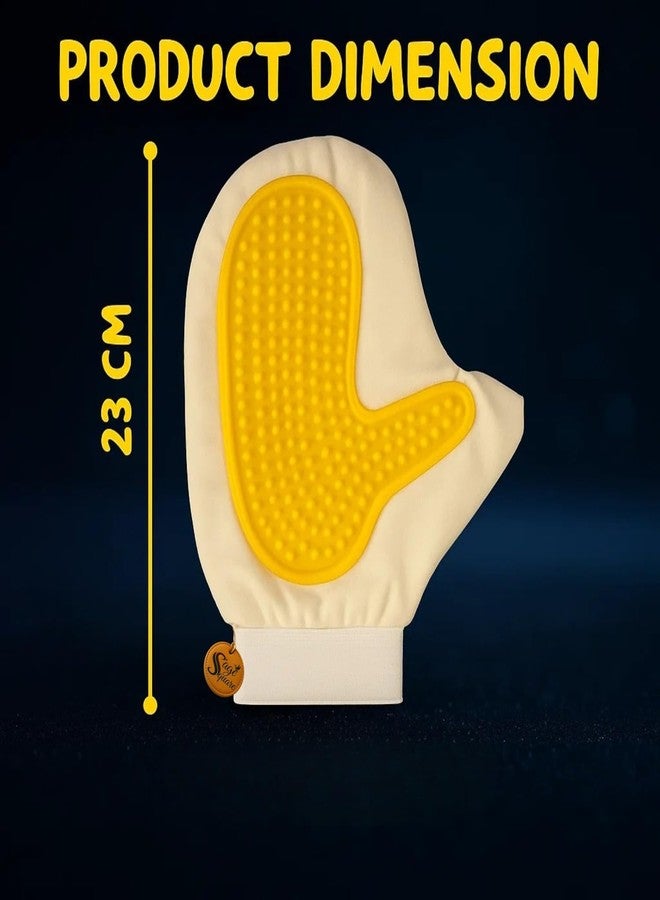 Sage Square Deshedding Glove for Dogs & Cats | One Side Rubber Grooming Glove for Shedding, Massage & Hair Removal | Pet Cleaning Mitt | Reusable Cloth Design for Daily Grooming | 23cm Random Colour - Image 3